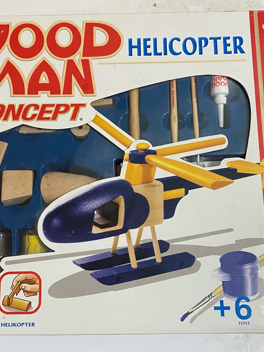 Wooden Helicopter Craft Set by - Blue & Yellow